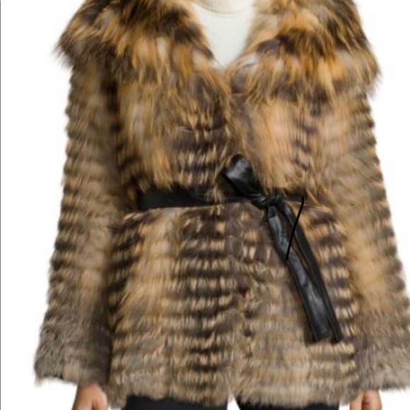 Gorski Fox Fur Belted Parker w/Hood, Sz Large - Picture 12 of 13